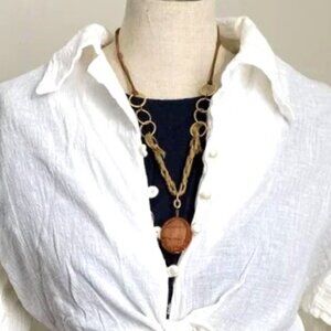 Gem and Macrame Pendant Necklace